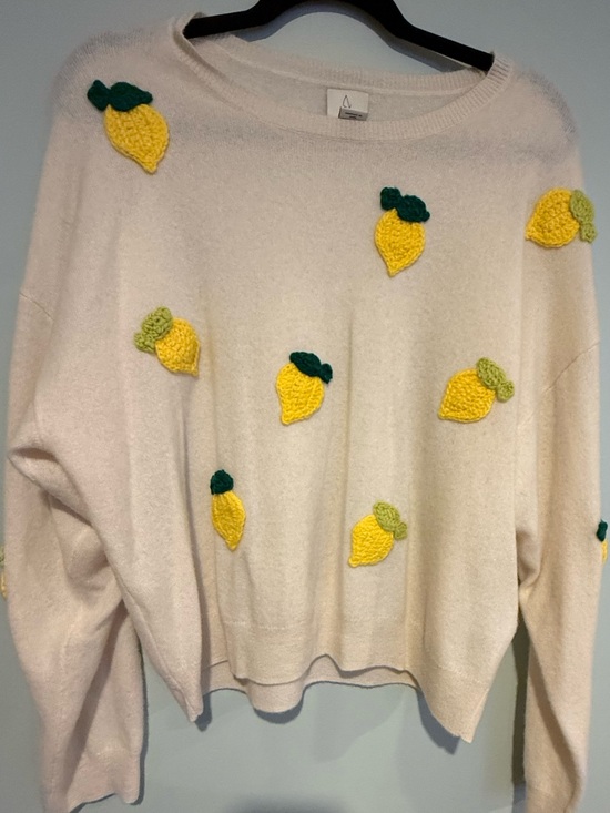 Joie Sweaters - Joie Cream Sweater with Yellow Lemon Appliqués